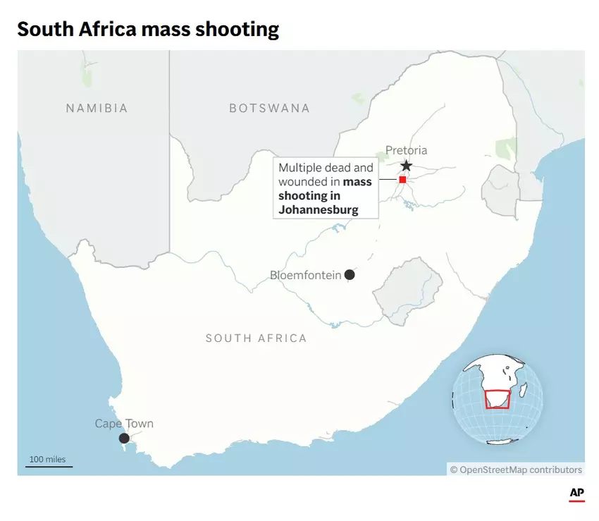 Multiple attackers kill 12 people and wound 9 in a late-night mass shooting in Johannesburg