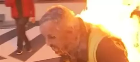 Stunt performer pulls a car while on fire to break world record