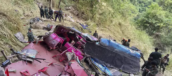 A passenger bus skids off a cliff in Sri Lanka, killing 15 and injuring 16 others