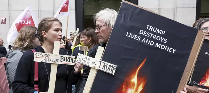 Women's rights activists rally in Belgium fearing US plans for birth control supplies
