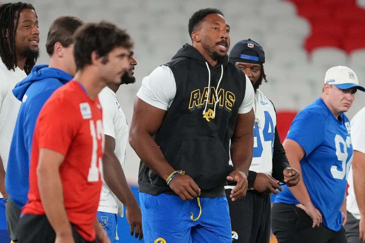 Sean McVay says Rams' season opener made it clear Myles Garrett needed knee surgery